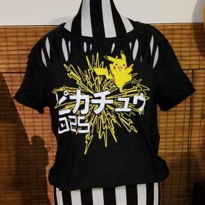 Japanese Pikachu Pokemon Cutout Crop Top